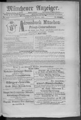 Münchener Anzeiger (Münchner neueste Nachrichten) Freitag 14. Dezember 1877