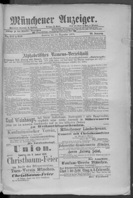 Münchener Anzeiger (Münchner neueste Nachrichten) Sonntag 23. Dezember 1877