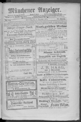 Münchener Anzeiger (Münchner neueste Nachrichten) Donnerstag 27. Dezember 1877