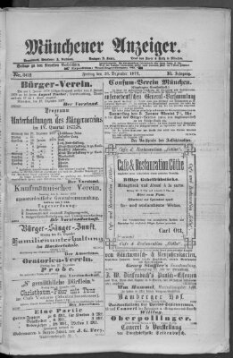 Münchener Anzeiger (Münchner neueste Nachrichten) Freitag 28. Dezember 1877