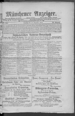 Münchener Anzeiger (Münchner neueste Nachrichten) Samstag 29. Dezember 1877