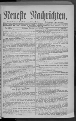 Neueste Nachrichten (Münchner neueste Nachrichten) Samstag 2. Oktober 1880