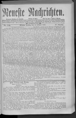 Neueste Nachrichten (Münchner neueste Nachrichten) Dienstag 12. Oktober 1880