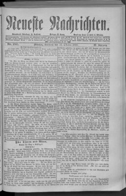 Neueste Nachrichten (Münchner neueste Nachrichten) Mittwoch 13. Oktober 1880