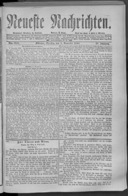 Neueste Nachrichten (Münchner neueste Nachrichten) Samstag 6. November 1880