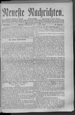 Neueste Nachrichten (Münchner neueste Nachrichten) Mittwoch 10. November 1880