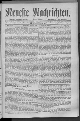 Neueste Nachrichten (Münchner neueste Nachrichten) Freitag 12. November 1880