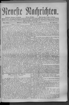 Neueste Nachrichten (Münchner neueste Nachrichten) Samstag 13. November 1880