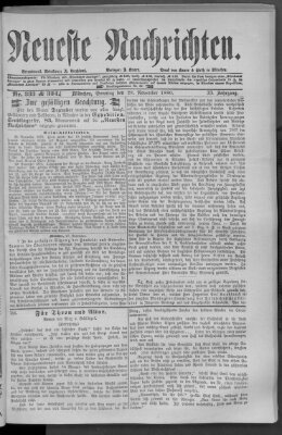 Neueste Nachrichten (Münchner neueste Nachrichten) Sonntag 28. November 1880