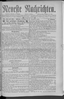 Neueste Nachrichten (Münchner neueste Nachrichten) Samstag 25. Dezember 1880