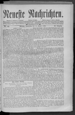 Neueste Nachrichten (Münchner neueste Nachrichten) Donnerstag 15. Januar 1880