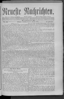 Neueste Nachrichten (Münchner neueste Nachrichten) Dienstag 27. Januar 1880