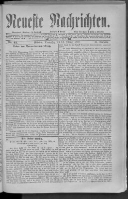 Neueste Nachrichten (Münchner neueste Nachrichten) Donnerstag 12. Februar 1880