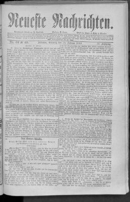 Neueste Nachrichten (Münchner neueste Nachrichten) Sonntag 15. Februar 1880