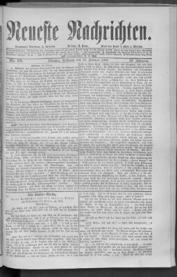 Neueste Nachrichten (Münchner neueste Nachrichten) Mittwoch 25. Februar 1880