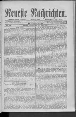 Neueste Nachrichten (Münchner neueste Nachrichten) Mittwoch 10. März 1880