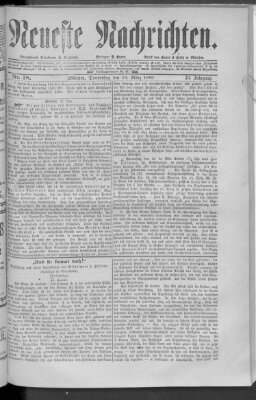 Neueste Nachrichten (Münchner neueste Nachrichten) Donnerstag 18. März 1880