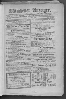 Münchener Anzeiger (Münchner neueste Nachrichten) Dienstag 1. Mai 1877