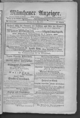 Münchener Anzeiger (Münchner neueste Nachrichten) Sonntag 6. Mai 1877