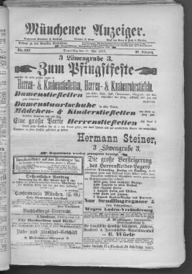 Münchener Anzeiger (Münchner neueste Nachrichten) Donnerstag 17. Mai 1877