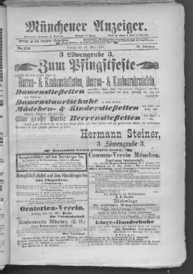 Münchener Anzeiger (Münchner neueste Nachrichten) Freitag 18. Mai 1877