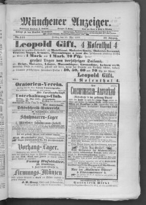 Münchener Anzeiger (Münchner neueste Nachrichten) Freitag 25. Mai 1877