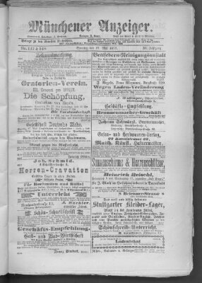 Münchener Anzeiger (Münchner neueste Nachrichten) Sonntag 27. Mai 1877