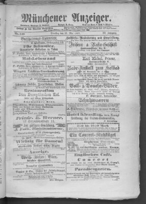 Münchener Anzeiger (Münchner neueste Nachrichten) Dienstag 29. Mai 1877