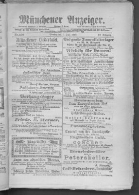 Münchener Anzeiger (Münchner neueste Nachrichten) Dienstag 5. Juni 1877