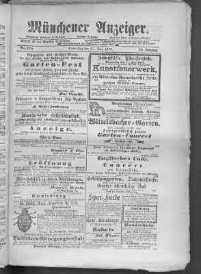 Münchener Anzeiger (Münchner neueste Nachrichten) Donnerstag 21. Juni 1877