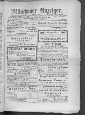 Münchener Anzeiger (Münchner neueste Nachrichten) Freitag 22. Juni 1877