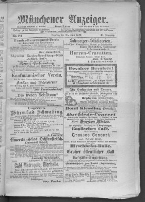 Münchener Anzeiger (Münchner neueste Nachrichten) Samstag 30. Juni 1877