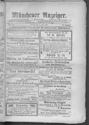 Münchener Anzeiger (Münchner neueste Nachrichten) Dienstag 3. Juli 1877