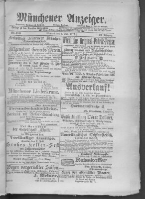 Münchener Anzeiger (Münchner neueste Nachrichten) Mittwoch 4. Juli 1877