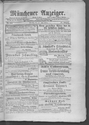 Münchener Anzeiger (Münchner neueste Nachrichten) Dienstag 10. Juli 1877