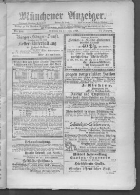 Münchener Anzeiger (Münchner neueste Nachrichten) Mittwoch 11. Juli 1877