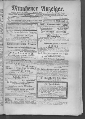 Münchener Anzeiger (Münchner neueste Nachrichten) Sonntag 15. Juli 1877