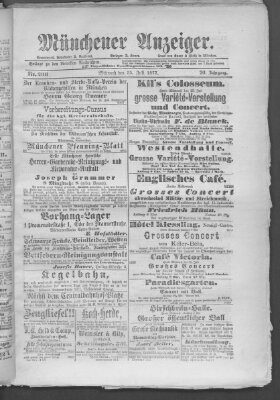 Münchener Anzeiger (Münchner neueste Nachrichten) Mittwoch 25. Juli 1877