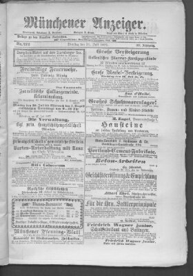 Münchener Anzeiger (Münchner neueste Nachrichten) Dienstag 31. Juli 1877