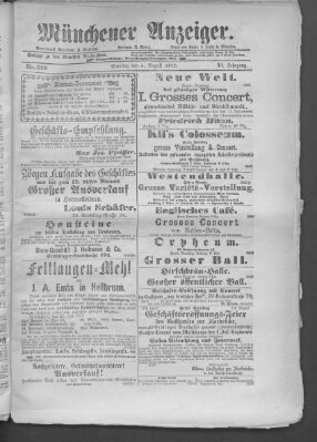 Münchener Anzeiger (Münchner neueste Nachrichten) Samstag 4. August 1877