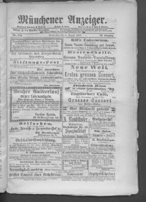 Münchener Anzeiger (Münchner neueste Nachrichten) Donnerstag 9. August 1877