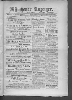 Münchener Anzeiger (Münchner neueste Nachrichten) Freitag 10. August 1877