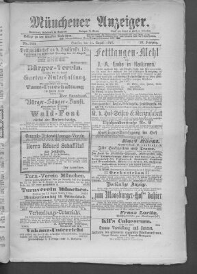 Münchener Anzeiger (Münchner neueste Nachrichten) Samstag 11. August 1877