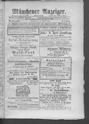 Münchener Anzeiger (Münchner neueste Nachrichten) Sonntag 12. August 1877