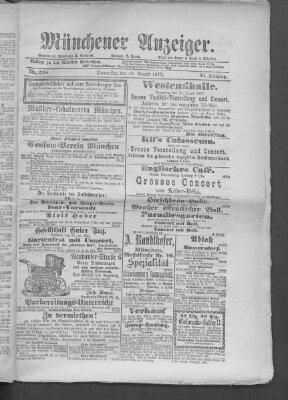 Münchener Anzeiger (Münchner neueste Nachrichten) Donnerstag 16. August 1877