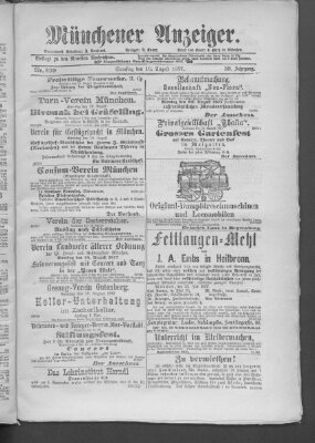 Münchener Anzeiger (Münchner neueste Nachrichten) Samstag 18. August 1877