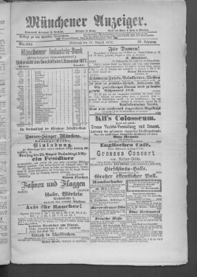 Münchener Anzeiger (Münchner neueste Nachrichten) Mittwoch 22. August 1877