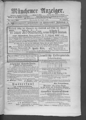 Münchener Anzeiger (Münchner neueste Nachrichten) Sonntag 26. August 1877