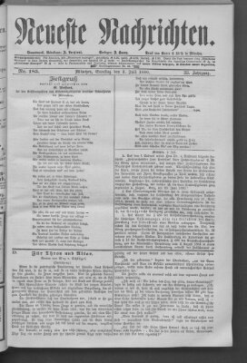 Neueste Nachrichten (Münchner neueste Nachrichten) Samstag 3. Juli 1880