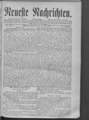 Neueste Nachrichten (Münchner neueste Nachrichten) Donnerstag 15. Juli 1880